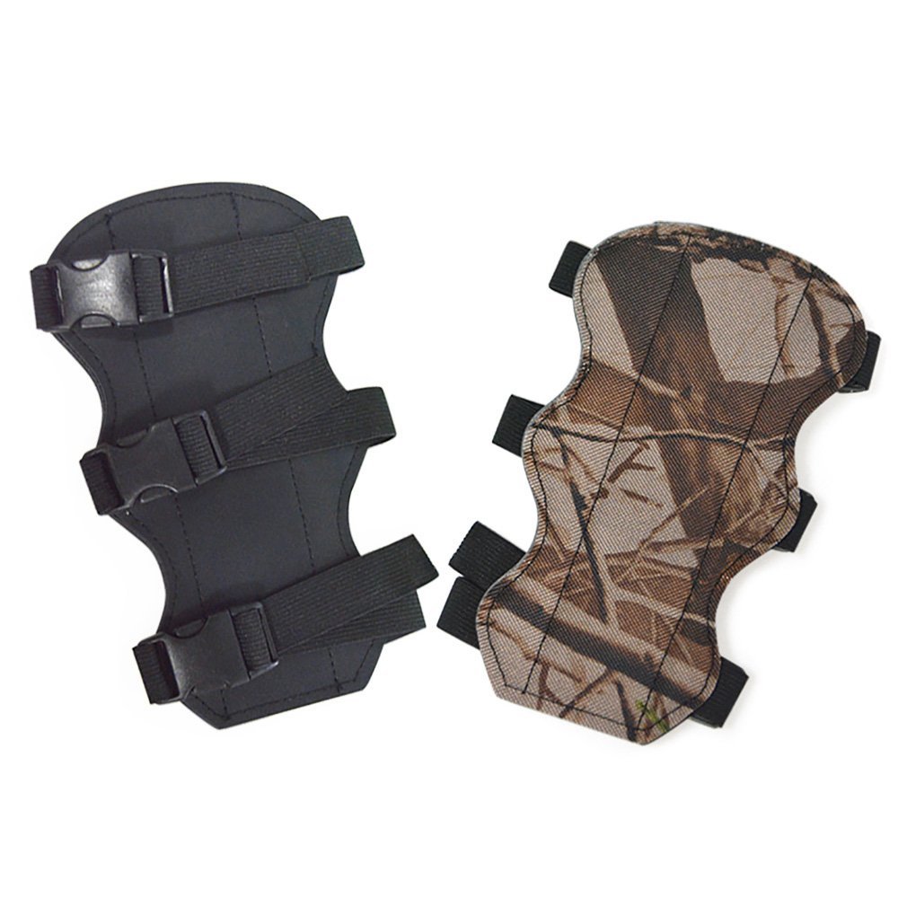 ZSHJG Archery Arm Guard with 3 Adjustable Straps Arm Protector PU Camo Leather for Hunting (Camo 2)