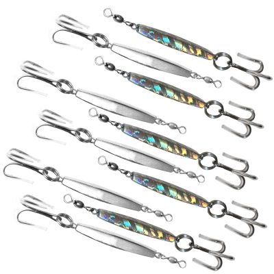 10pcs 1oz Diamond Jig Mylar Holographic Laser jigs + Chrome Silver jigs with a Treble Hook - Fish WOW!