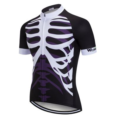 Men's Cycling Jersey Short Sleeve Road Bike Biking Shirt Bicycle Clothes Skeleton Black Breathable and Quick Dry Size M