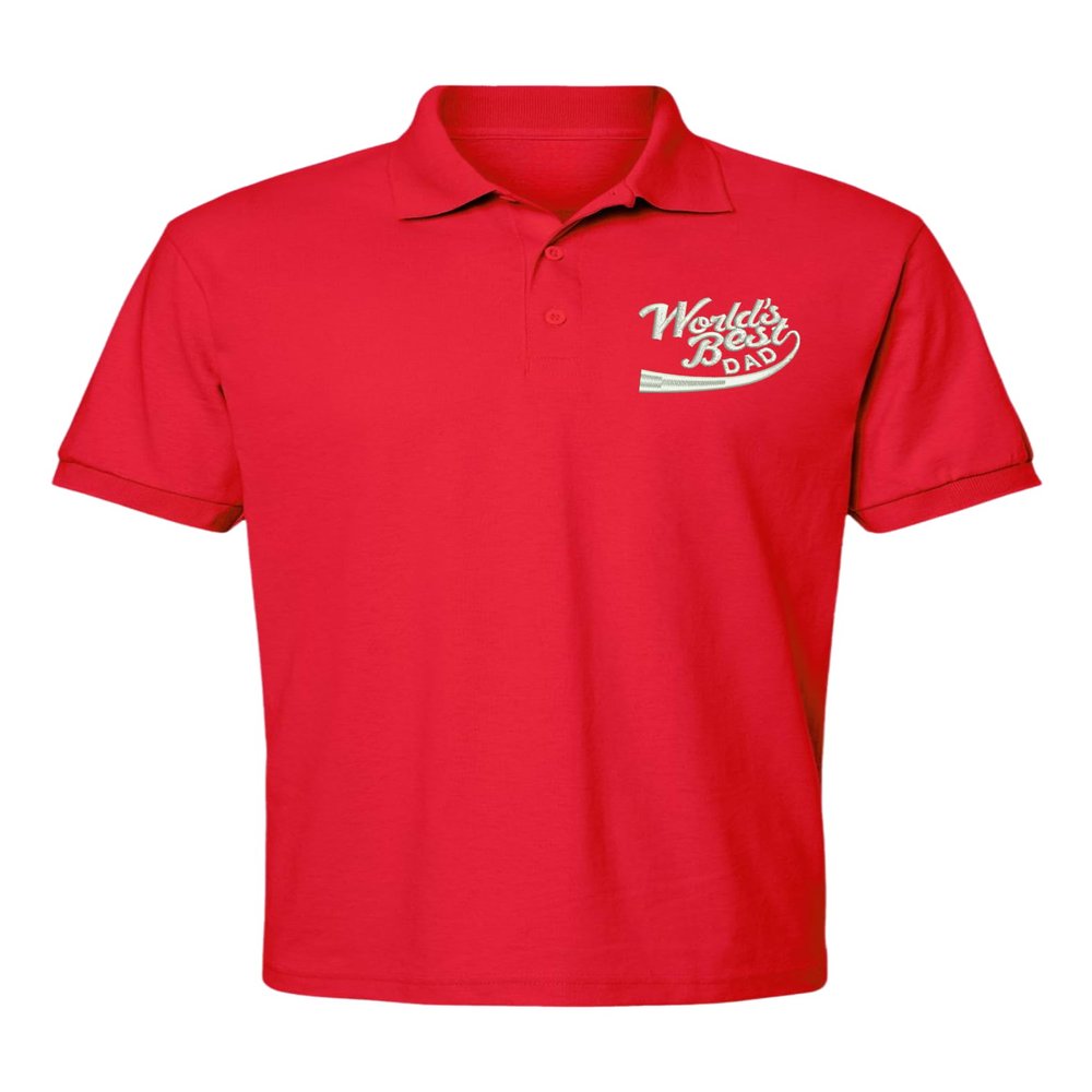 ALLNTRENDS Men's Polo T Shirt World Best Dad Embroidered Father's Day Daddy Gift (Red, 2XL)