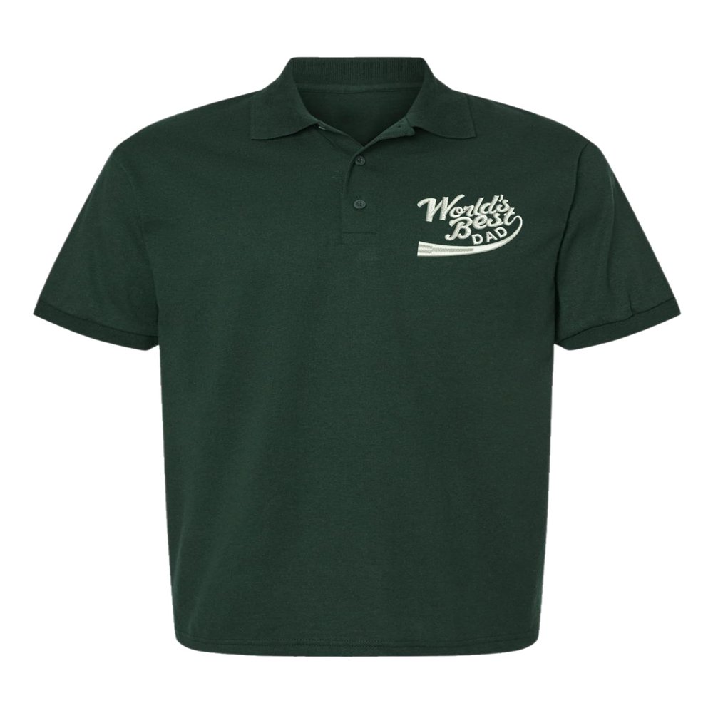 ALLNTRENDS Men's Polo T Shirt World Best Dad Embroidered Father's Day Daddy Gift (Forest Green, M)