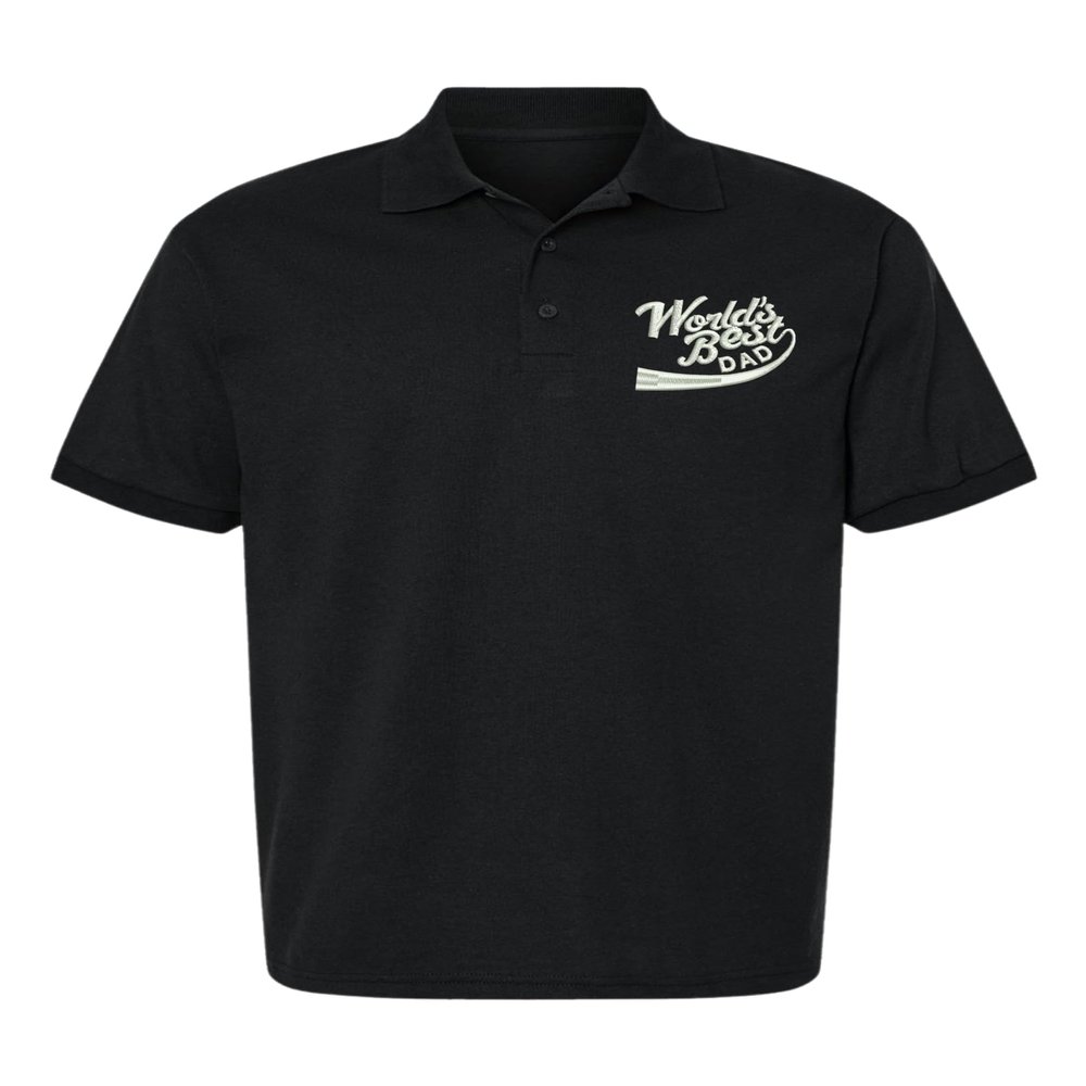 ALLNTRENDS Men's Polo T Shirt World Best Dad Embroidered Father's Day Daddy Gift (Black, S)