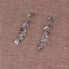 Grace Jun Silver Plated Rhinestone Multi-layer Leaves Drop Clip on Earrings No Pierced for Women (486 silver clip on) view 4