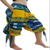 RaanPahMuang Capri Buccaneer Tied Leg Pirate Pants in Swashbuckling Dashiki Art, Large, Buff Yellow view 2
