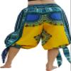RaanPahMuang Capri Buccaneer Tied Leg Pirate Pants in Swashbuckling Dashiki Art, Large, Buff Yellow view 3