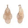 Grace Jun Handmade Multi-layer Clover Water Drop Shape Clip on Earrings No Pierced for Women (Gold clip on) view 1