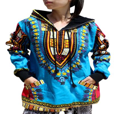 RaanPahMuang Winter Fleece Lined Hoody Long Sleeve Jumper Jacket Africa Dashiki, Large, Dodger Blue
