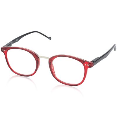 In Style Eyes Modern Reading Glasses - Full-rimmed, Classic Oval Style, Lightweight Frame with Metal Spring Hinges - Red - 1.5x