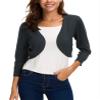 EXCHIC Women's Bolero Shrug 3/4 Sleeve Lightweight Knit Cropped Cardigan Open Front Sweater for Dresses (L, Dark Grey) view 1