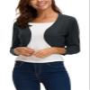 EXCHIC Women's Bolero Shrug 3/4 Sleeve Lightweight Knit Cropped Cardigan Open Front Sweater for Dresses (L, Dark Grey) view 3
