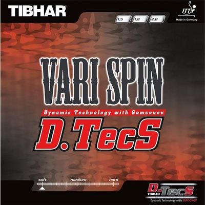 Tibhar Vari Spin D.TecS Table Tennis Rubber, Ping Pong Rubber - Black (1.8)