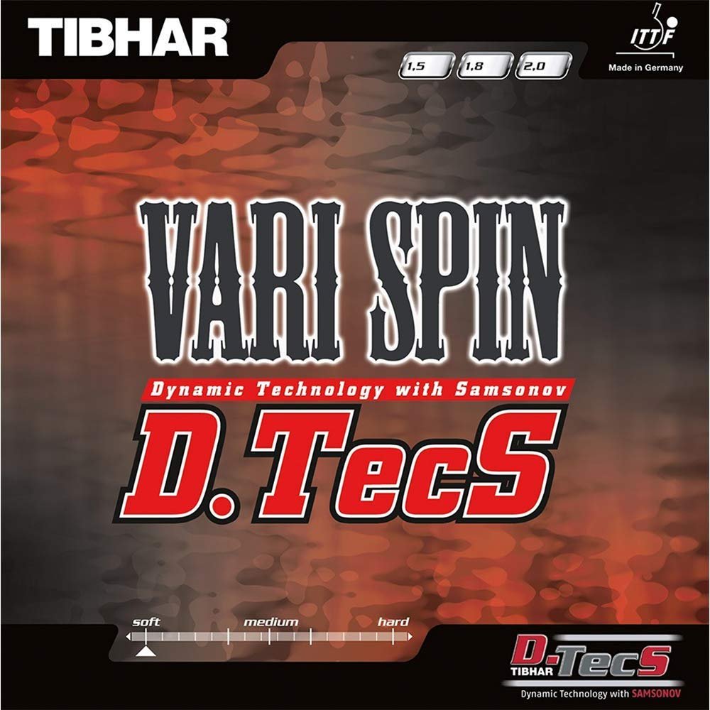 Tibhar Vari Spin D.TecS Table Tennis Rubber, Ping Pong Rubber - Black (1.8)
