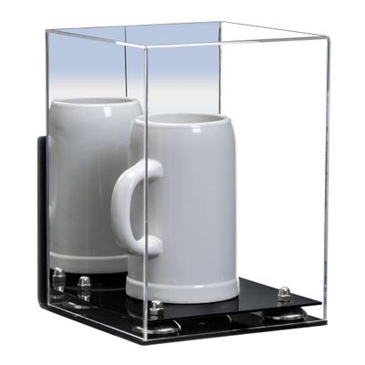 Better Display Cases Acrylic Versatile Display Case Display Case - Medium Square Box with Mirror Case, Silver Risers, Wall Mount and Black Base 8" x 8" x 12" (V42/A060)