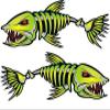 2 Pieces Set #4 | Kayak Decals Fish Bones Skeleton Stickers (no Outline, 5 in) view 1