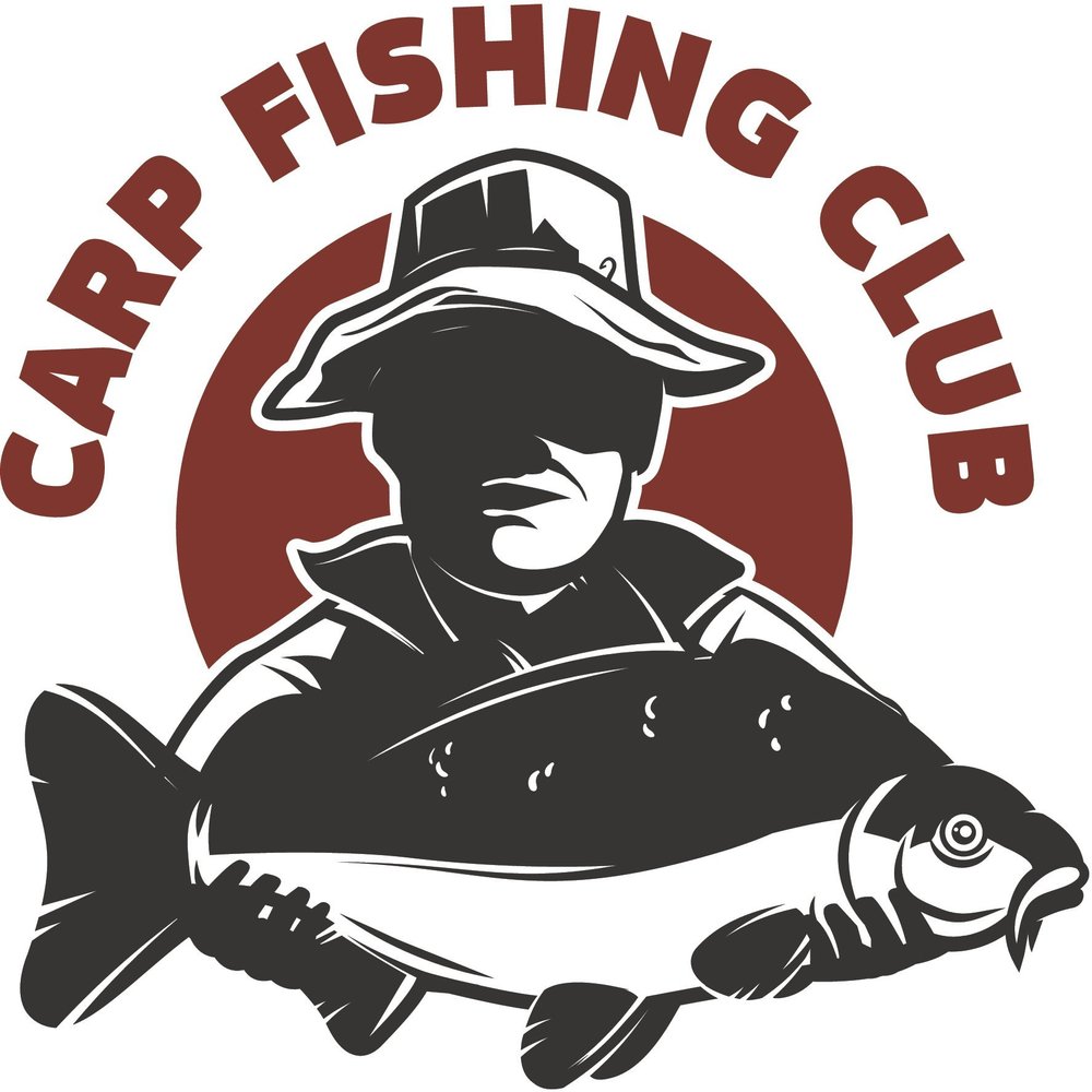 Cool Fisherman Fishing Club Slogan Logo Cartoon Vinyl Sticker (12" Tall, Carp)