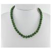 0.4" China Certified Nature Hetian Nephrite Jade Women's Green Round Beads Necklace view 1