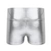 iiniim Girls Metallic High Waist Boy Cut Gymnastic Dance Shorts Cheer Dancing Booty Shorts for Sports or Performance Silver 10 view 2