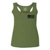0021. Vintage American Flag United States of America Military us USA Patriotic Style Women's Tank Top Racerback (Olive, Medium) view 1