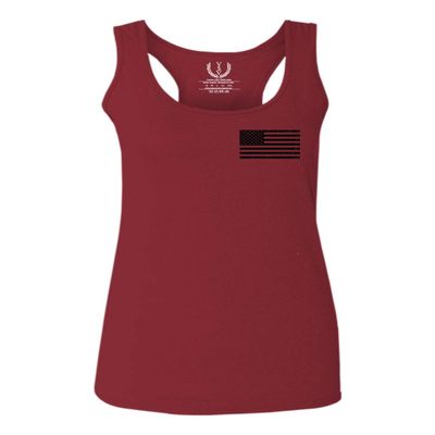 0021. Vintage American Flag United States of America Military us USA Patriotic Style Women's Tank Top Racerback (Maroon, Large)