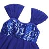 Agoky Kids Girls Sequined Irregular Chiffon Ballet Dance Dress Ballerina Gymnastics Leotard Dancing Costumes Blue 10-12 view 3