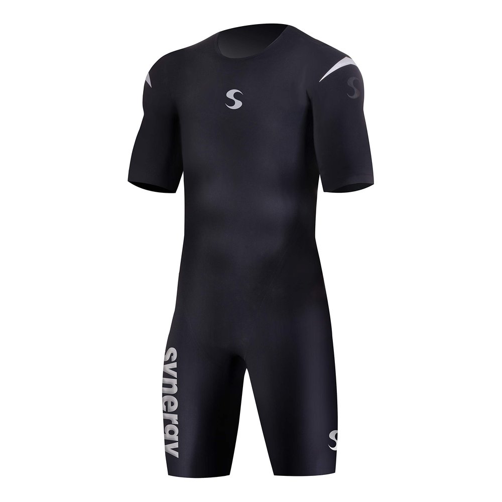 Synergy Men's SynSkin 3 Short Sleeve Triathlon Swimskin (Black, Large)