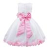 Agoky Kids Girls Petals Wedding Bridesmaid Formal Pageant Floral Tulle Flower Dress Pink 5 view 3