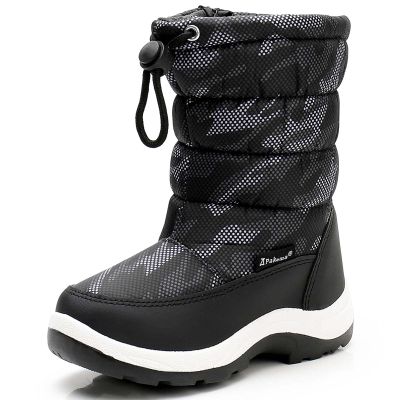 Apakowa New Kids Boys Cold Weather Snow Boots (Toddler/Little Kid) (Color : Grey/black, Size : 7 M US Toddler)