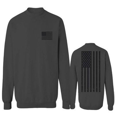 0021. Vintage American Flag United States of America Military us USA Patriotic Style Men's Crewneck Sweatshirt (Characol Medium) Charcoal