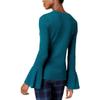 Maison Jules Womens Bell-Sleeves Thermal Knit T-Shirt Blue S view 2