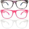 3 Pack Kids Clear Lens Glasses Flowers Black Baby Pink White view 2