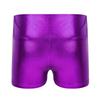Agoky Kids Girls Metallic Shiny Gymnastics Workout Yoga Dance Sports Shorts Bottoms Purple 6 view 2