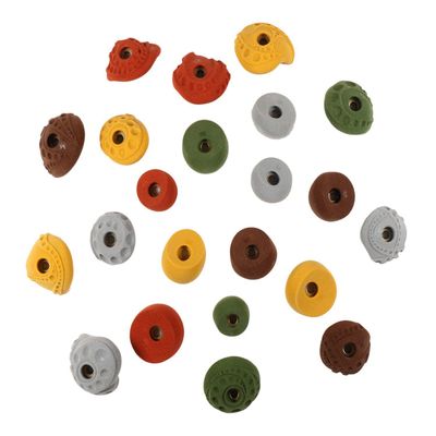 Atomik Rock Climbing Holds Set of 22 Pack Bolt-on Tennis-Shoe Friendly Holds in Assorted Earth Tones