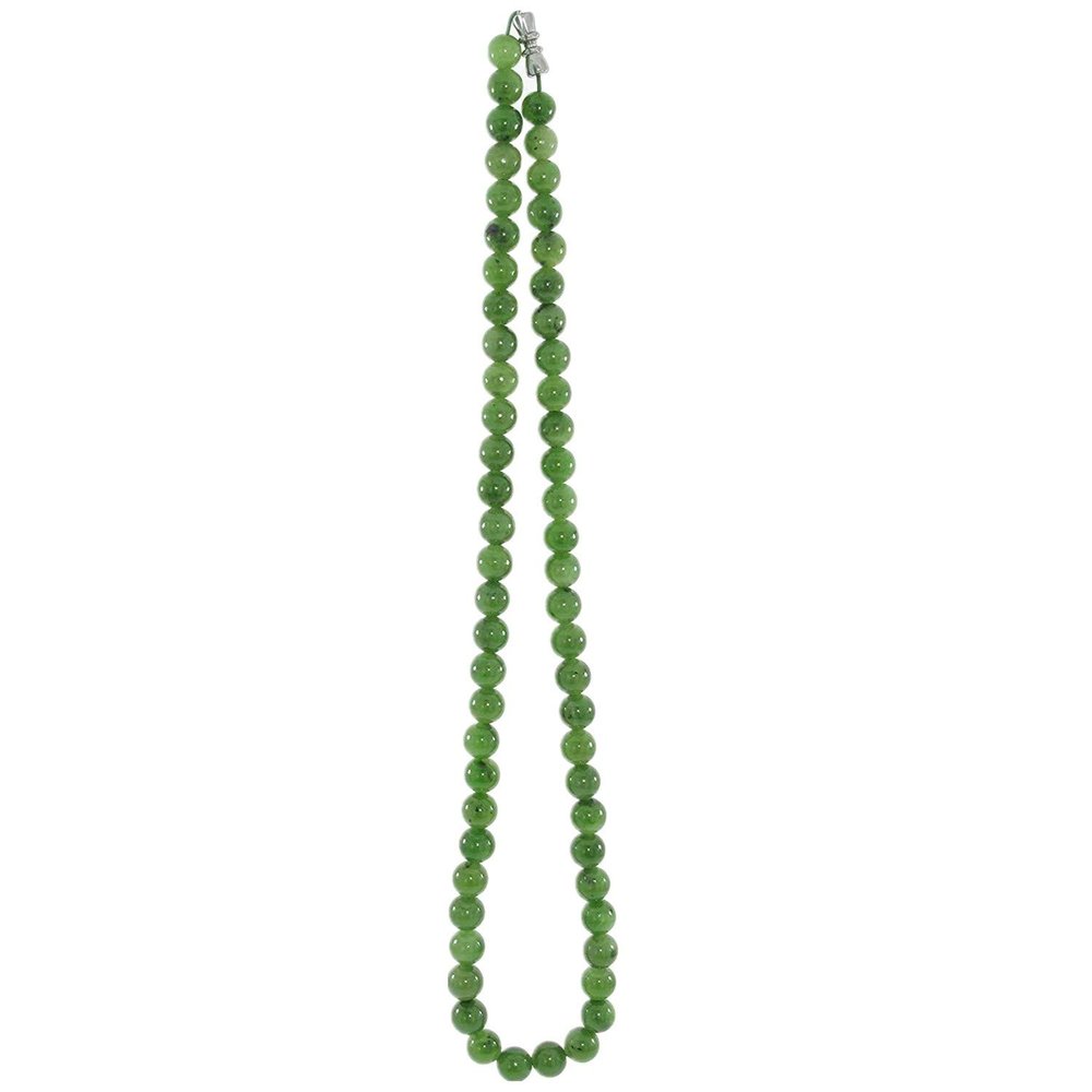 27"China Certified Nature Chalcedony Jade Lucky Tibet Beads Necklace Pendants