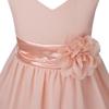 Agoky Kids Flower Girls V-Neck Chiffon Wedding Bridesmaid Dress Birthday Party Ball Gowns Coral Pink 8 view 4