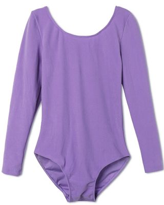 Agoky Kids Girls Long Sleeves Camisole Basic Team Ballet Dance wear Gymnastics GYM Leotard Lavender 12