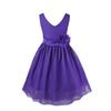 Agoky Kids Flower Girls V-Neck Chiffon Wedding Bridesmaid Dress Birthday Party Ball Gowns Purple 12 view 1
