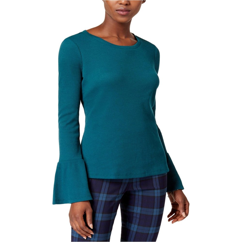 Maison Jules Women's Bell-Sleeve Thermal-Knit Top Sea Cave XXL