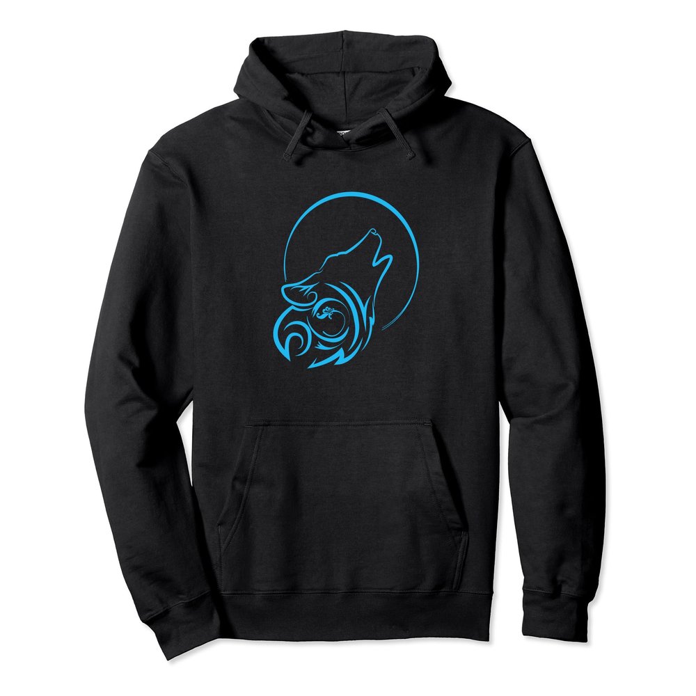 Cool Tribal Howling Geometric Wolf Hoodie