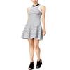 Bar III Womens Contrast Trim Striped Sweaterdress B/W M view 1