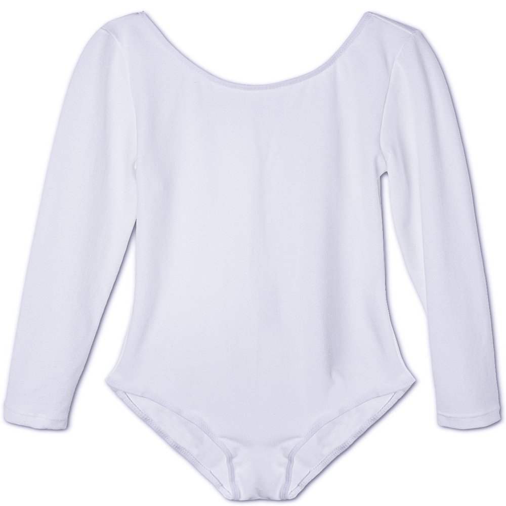 Agoky Kids Girls Long Sleeves Camisole Basic Team Ballet Dance wear Gymnastics GYM Leotard White 12