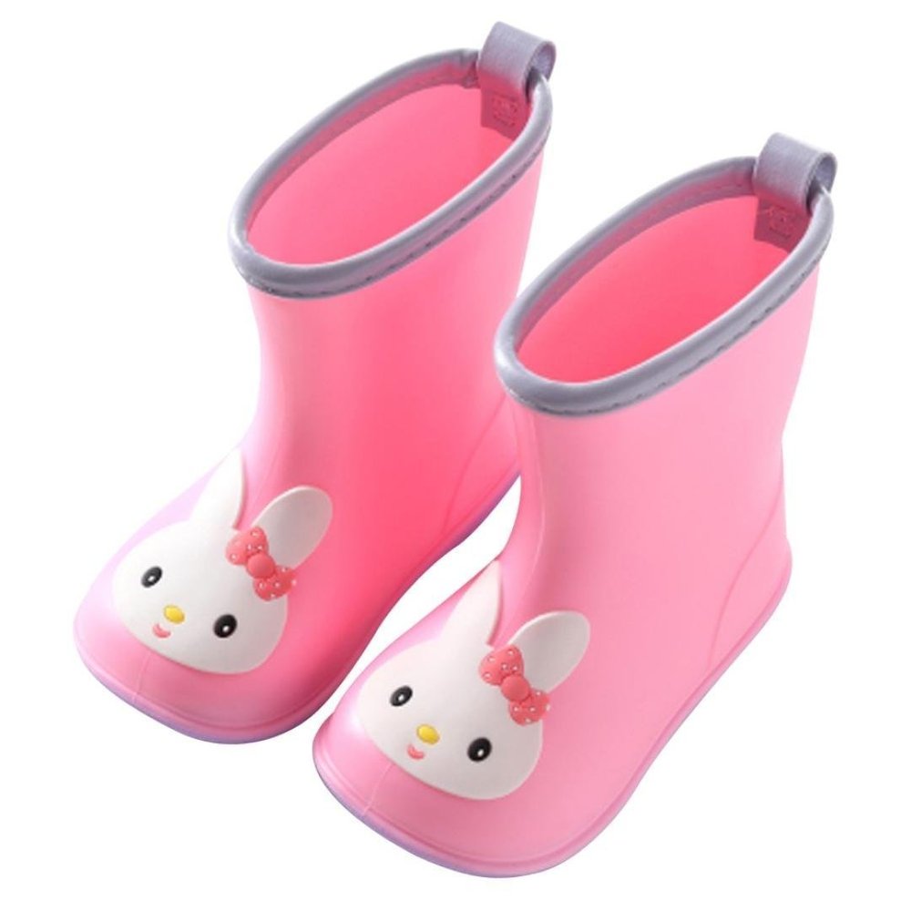 Quaanti Children's Rubber Boots Baby Rain Boots Infant Kids Cartoon Waterproof Non-Slip Rainboots Rain Shoes for Boy Girl (Pink, US:10.5(Age:6-7T))