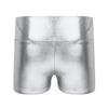 Agoky Kids Girls Metallic Shiny Gymnastics Workout Yoga Dance Sports Shorts Bottoms Silver 6 view 2