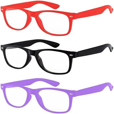 3 Pairs Kids Clear Lens Sunglasses Protect Child's Eyes Red Black Purple