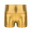 TiaoBug Girls Metallic Wet Look Dance Shorts Sparkle Glitter Tumbling Bottoms Sports Cheer Yoga Gymnastics Athletic Shorts High Waist Gold 8 view 1