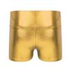 TiaoBug Girls Metallic Wet Look Dance Shorts Sparkle Glitter Tumbling Bottoms Sports Cheer Yoga Gymnastics Athletic Shorts High Waist Gold 8 view 2
