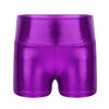 Agoky Kids Girls Metallic Shiny Gymnastics Workout Yoga Dance Sports Shorts Bottoms Purple 14 view 1