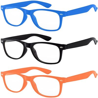 3 Pack Kids Clear Lens Sunglasses Blue Black Orange