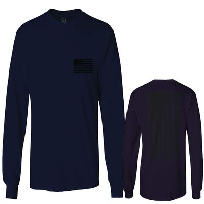 0021. Vintage American Flag United States of America Military us USA Patriotic Style Men's Long Sleeve t Shirt (Characol, 2X Large)