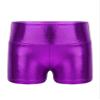 TiaoBug Girls Metallic Wet Look Dance Shorts Sparkle Glitter Tumbling Bottoms Sports Cheer Yoga Gymnastics Athletic Shorts High Waist Purple 8 view 1