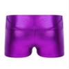 TiaoBug Girls Metallic Wet Look Dance Shorts Sparkle Glitter Tumbling Bottoms Sports Cheer Yoga Gymnastics Athletic Shorts High Waist Purple 8 view 2